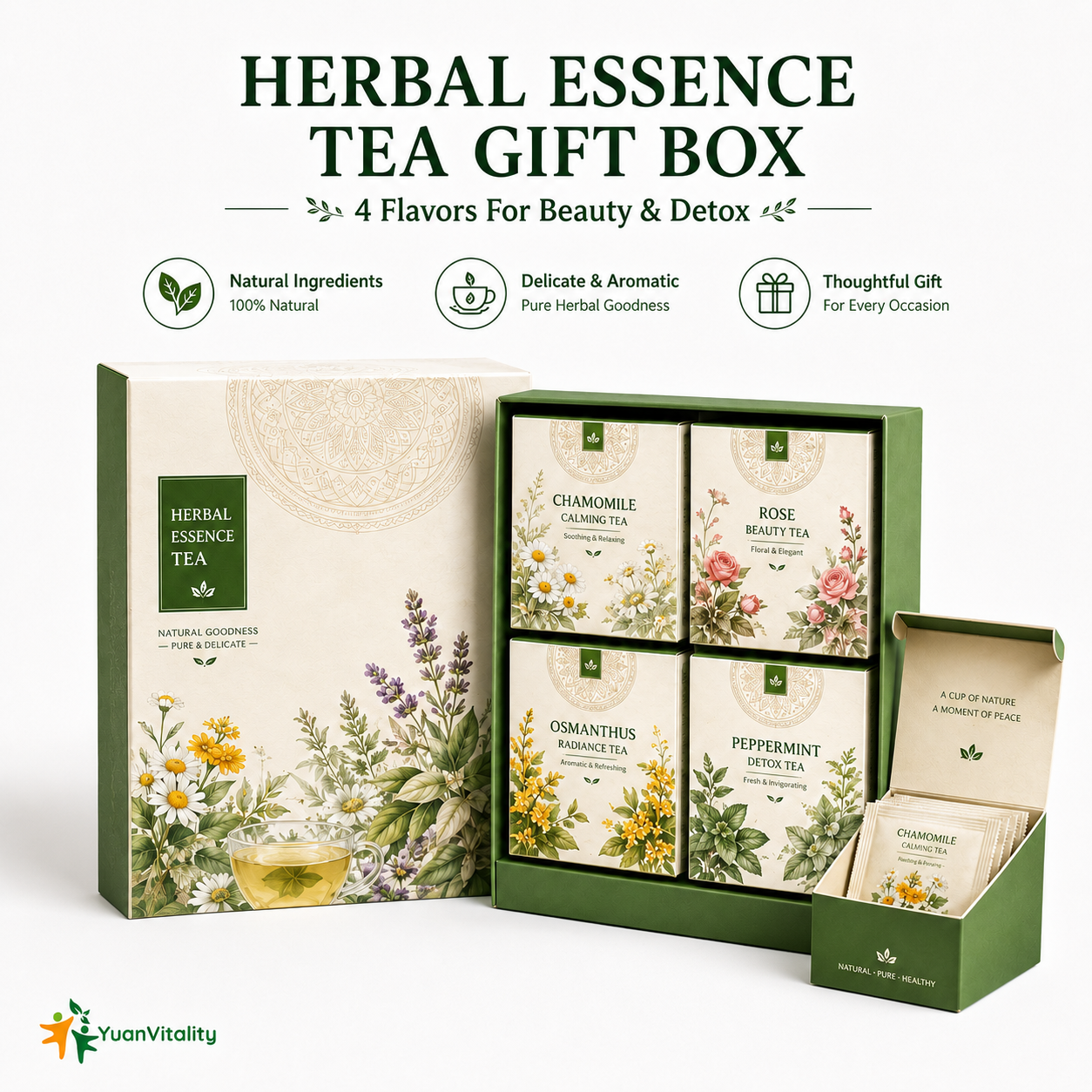 Herbal Essence Tea Gift Box 4 Flavors Beauty Detox Tea Set
