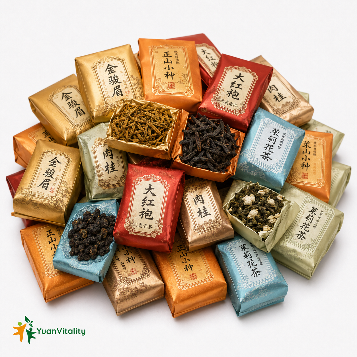 Chinese Tea Luxury Gift Set Jin Jun Mei Lapsang Souchong Da Hong Pao Rougui Jasmine Tea