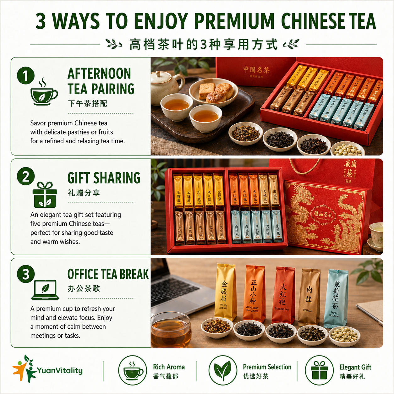 Chinese Tea Luxury Gift Set Jin Jun Mei Lapsang Souchong Da Hong Pao Rougui Jasmine Tea