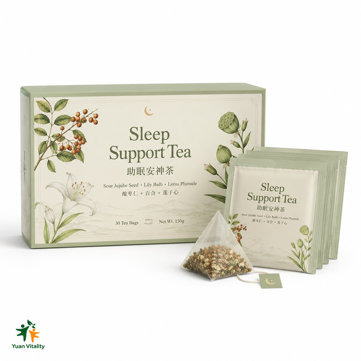 Calming Sleep Herbal Tea with Sour Jujube Seed, Lily Bulb & Lotus Plumule
