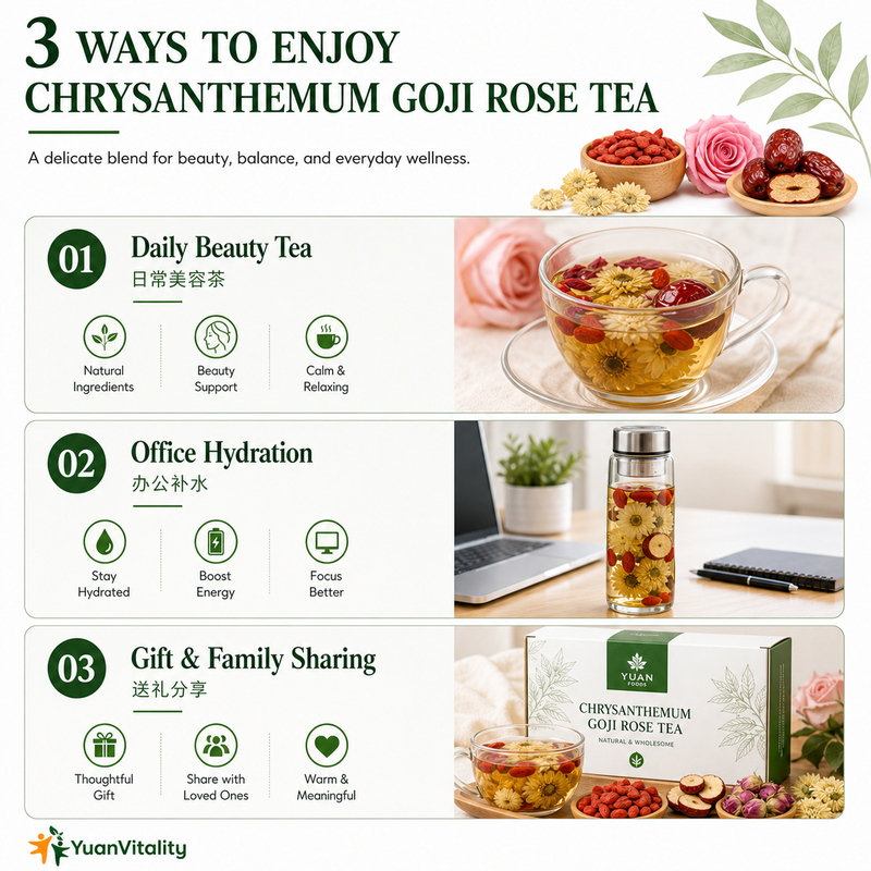 Premium Chrysanthemum Goji Red Date Rose Tea Blend