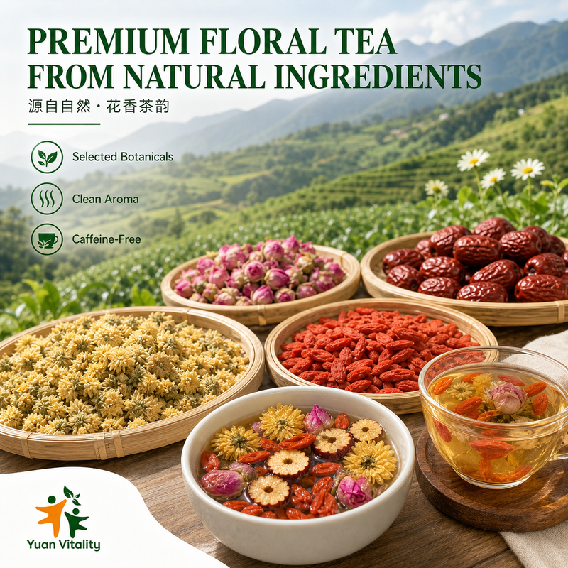 Premium Chrysanthemum Goji Red Date Rose Tea Blend