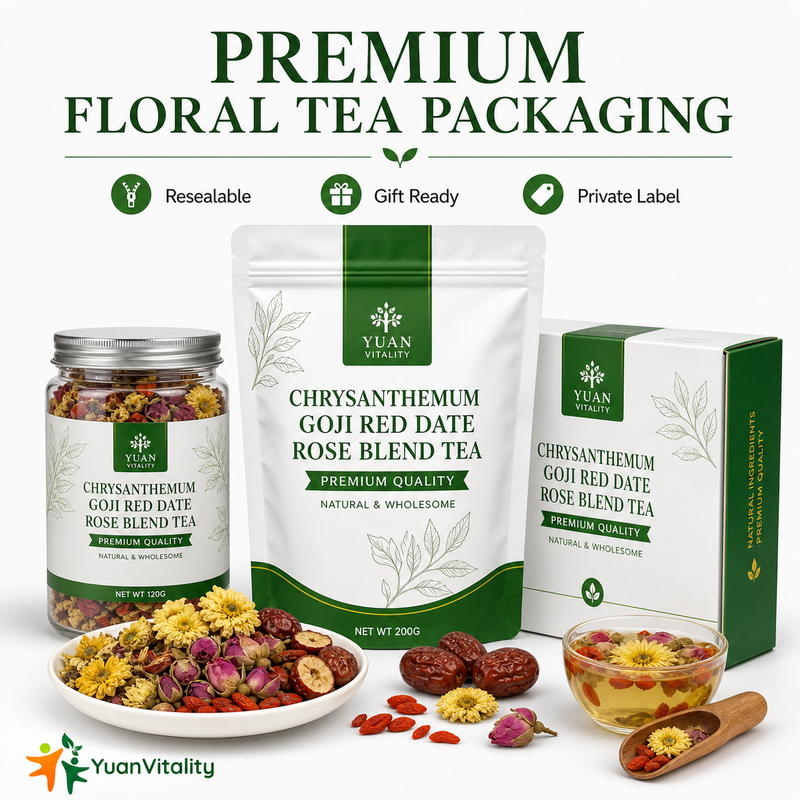 Premium Chrysanthemum Goji Red Date Rose Tea Blend